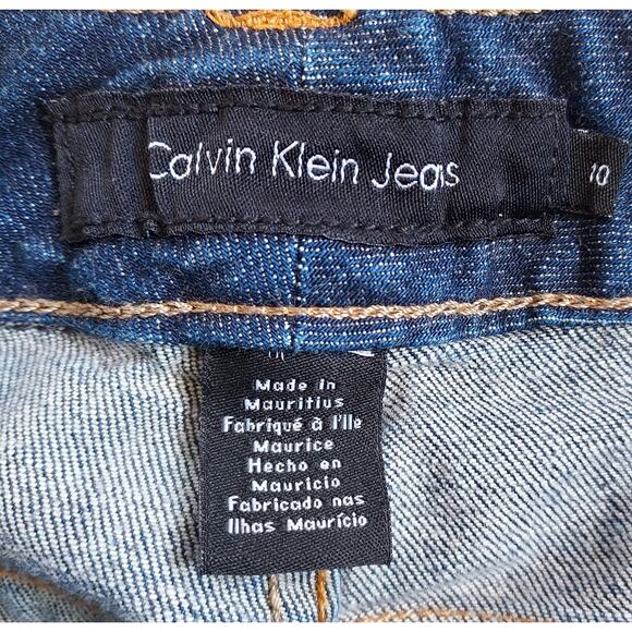 Calvin Klein Lean Bootcut Mid Rise Women's Denim Blue Jeans Mild Distressing 10 - Picture 8 of 10